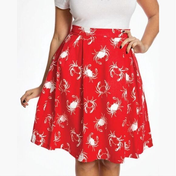 Lindy Bop "Marie" Red Crab 🦀 Swing Skirt - Picture 1 of 9